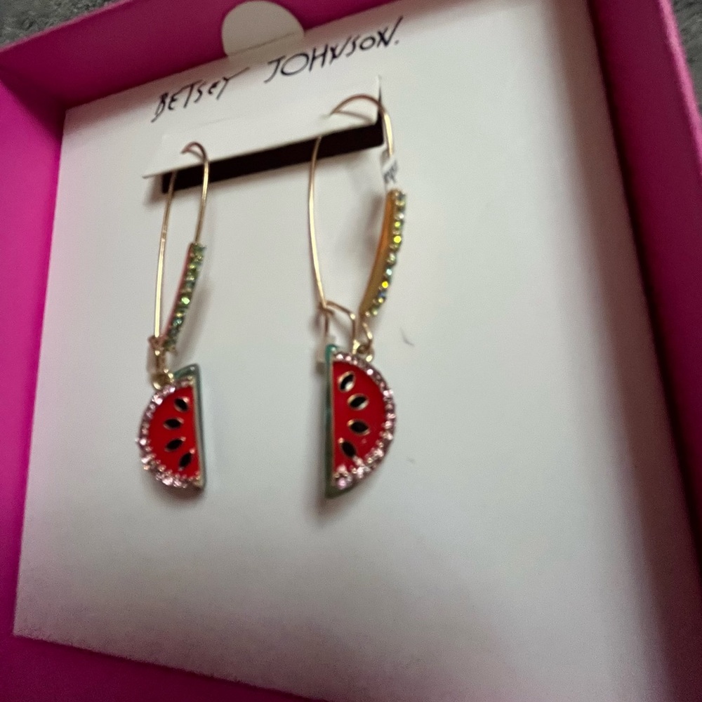 Watermelon Betsey Johnson Earrings New in Box - Picture 6 of 12